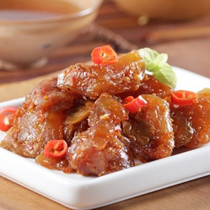 牛蹄筋全自动给袋式真空包装过程