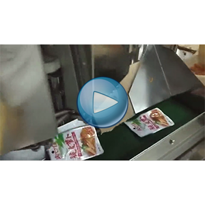 萝卜粒给袋式真空包装机-包装生产线视频，温州裕东