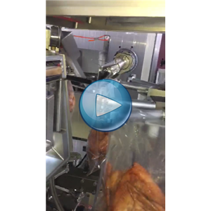 扒鸡自动化真空包装设备，烧鸡给袋式包装机，裕东视频